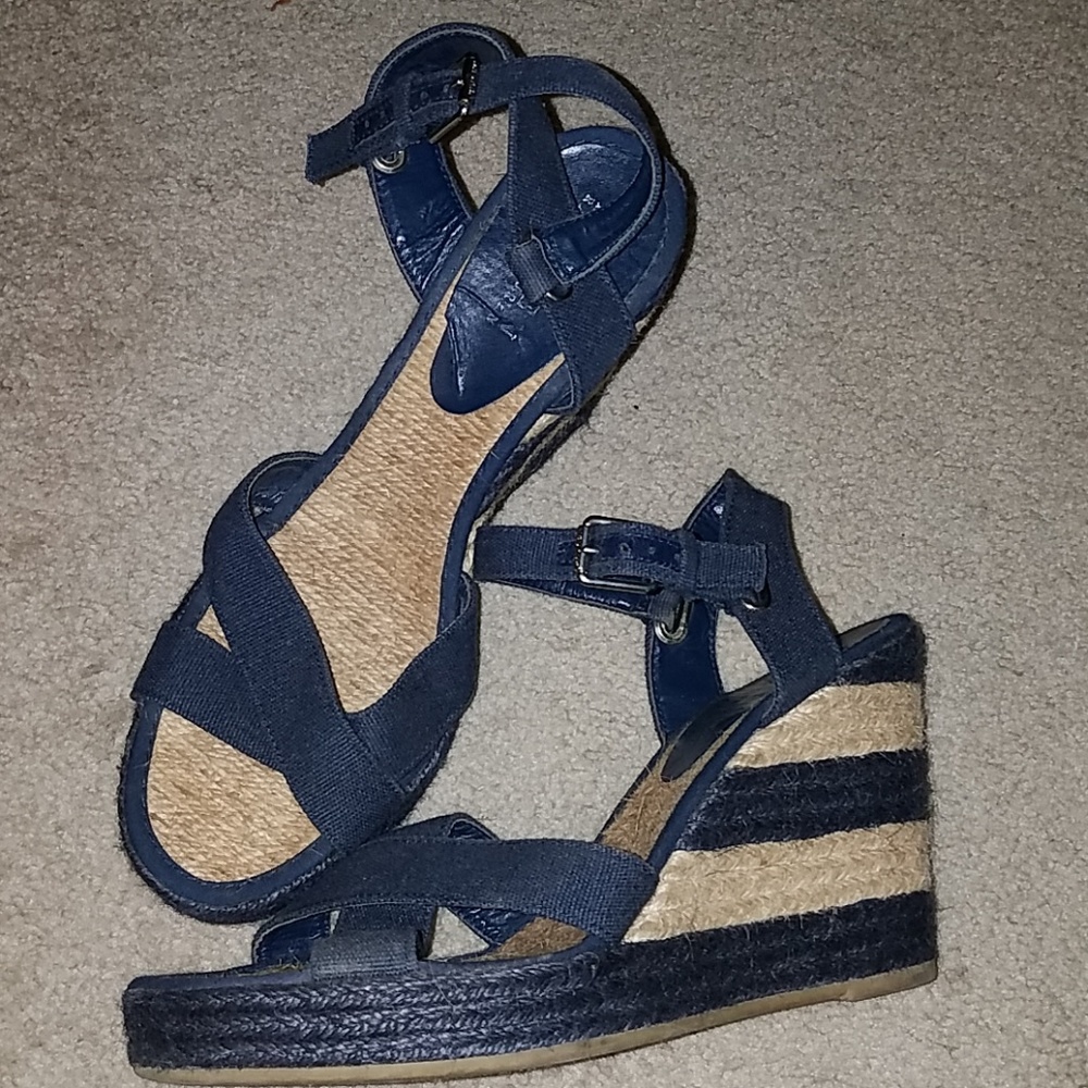 Navy striped wedges